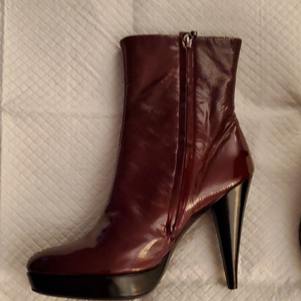 Patent leather like booties